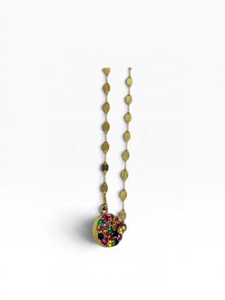 14K Yellow Gold Multicolor Topaz Pendant Necklace 1.8 Grams | 16" Length