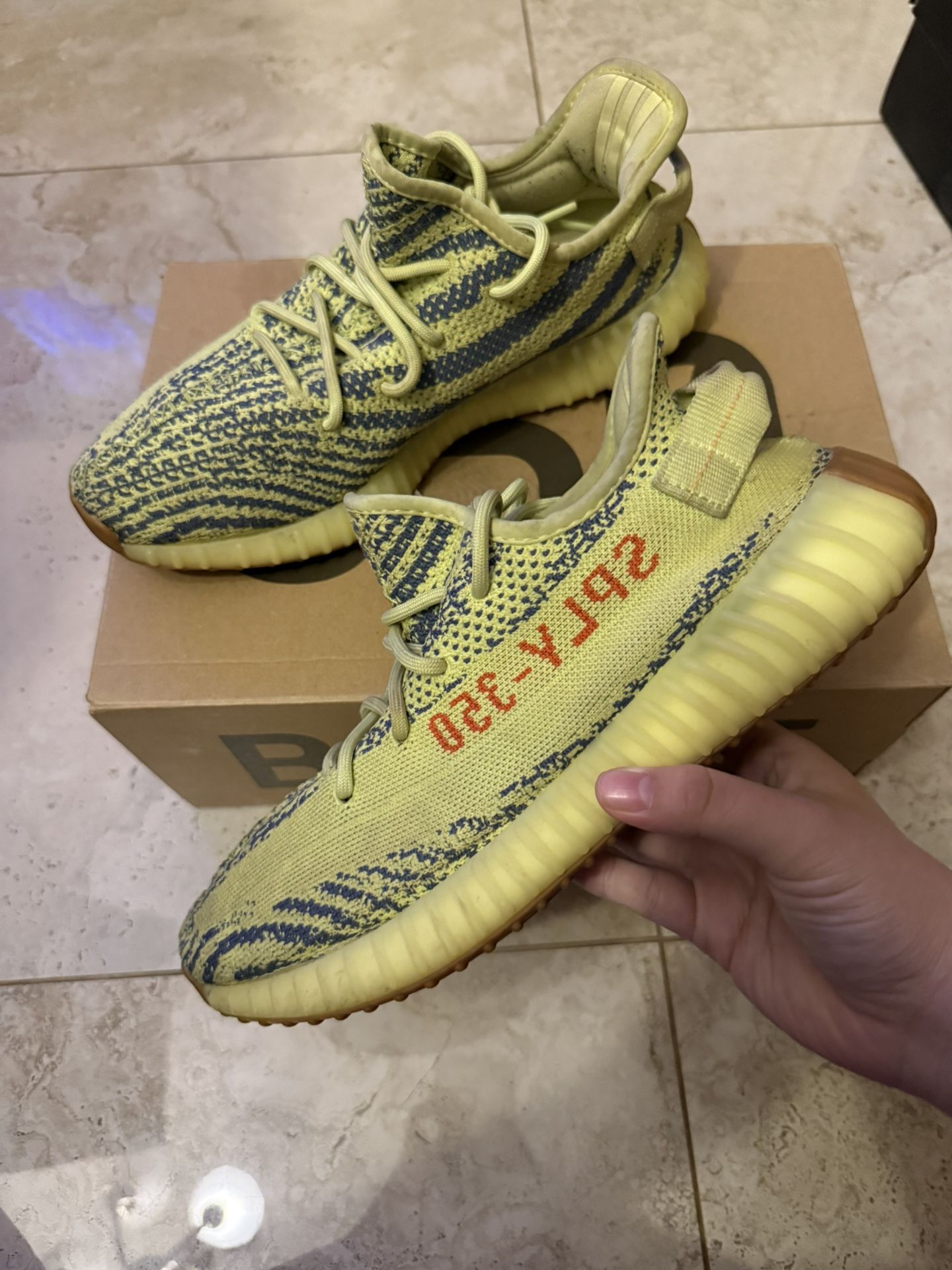 Size 9 - adidas Yeezy Boost 350 V2 Low Semi Frozen Yellow Grey Suede (B37572)
