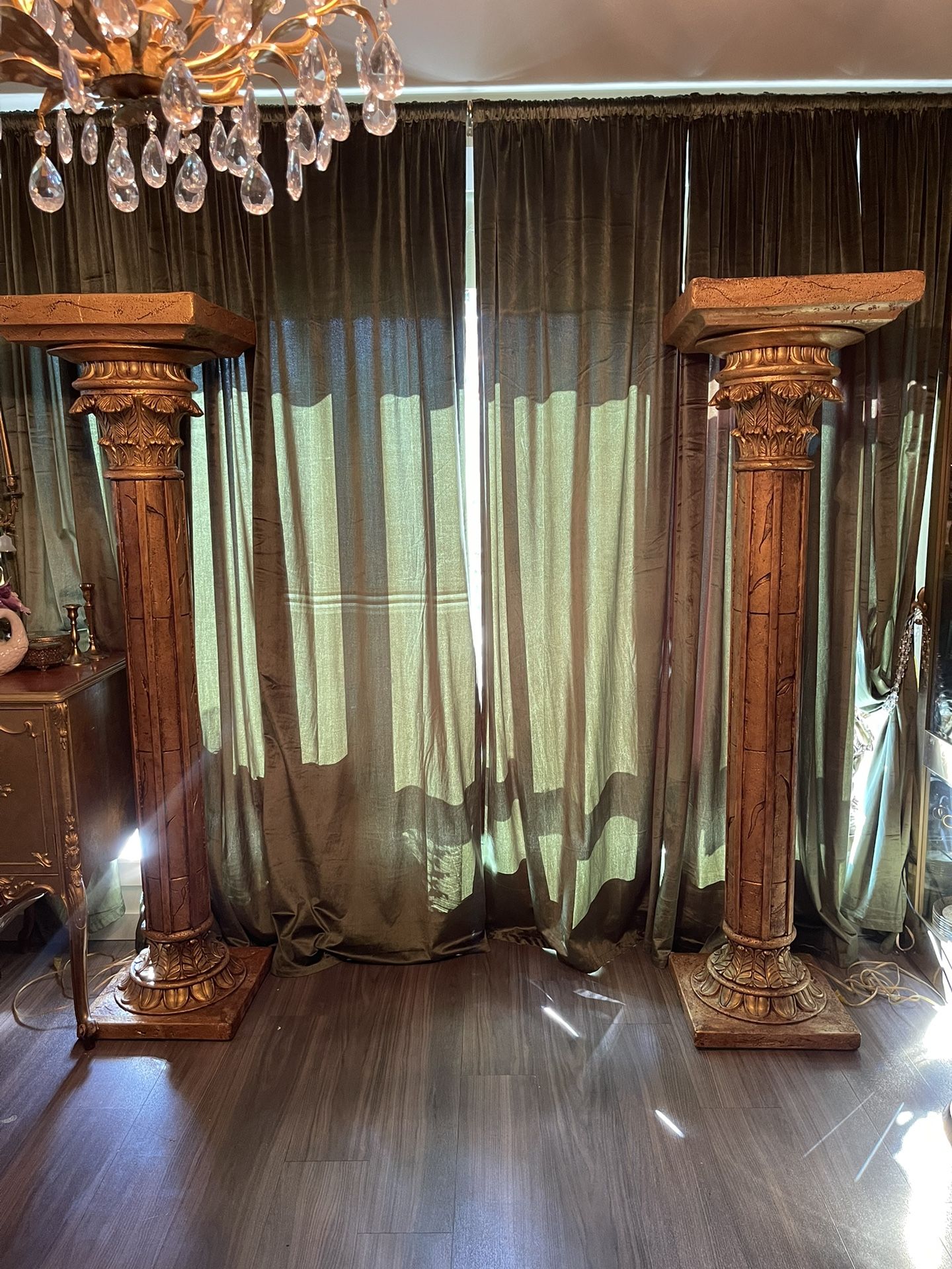 Pair of Antique/Vintage Gilded Columns Floor Lamps