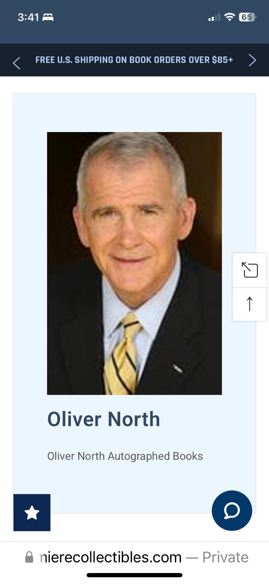 Signed "American Heroes" Book by Colonel Oliver North. COA From Premiere Collectors 