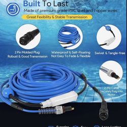 Sixcow DIY 60ft Cable and Swivel, 2 Wire, 18M Replace for Dolphin Pool Cleaners Nautilus, DX3, Advantage Plus, Endeavor, Atlantis, Primal X3, DX35, Or