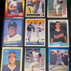 Roger Clemens And John Smoltz 9 Baseball Trading Card Bundle