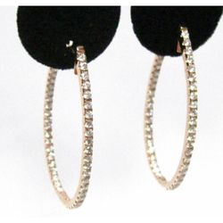 Fine 27mm Oblong Hoops In & Out Diamond Earrings G VS-2 18kt Rose Gold