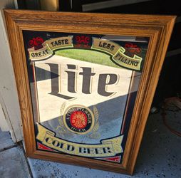 Miller Lite Beer Framed Bar Mirror Sign