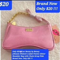 $20🌸Patent Glitter Shoulder Bag with Chain Strap Pink A Luv Betsey by Betsey Johnson Shoulder Bag. Only $20
