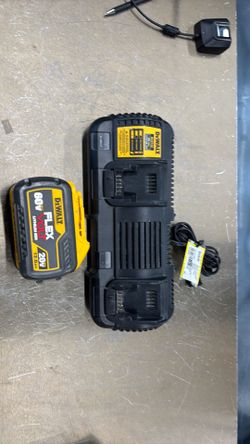 Dewalt Dual Battery Charger + 12.0ah 60v Flex Volt Lithium Ion Battery.