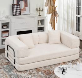 80" Convertible 4-In-1 Sleeper Sofa Bed With Removable Armrests