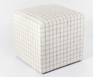 NEW Upholstered Cube Ottomans – Neutral Grid