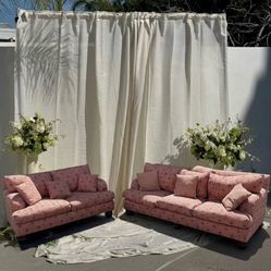 93Wx35Hx41D inches* Set of TWO Matching CUSTOM MADE Down Sofas Colonial Red High Quality! 🦢