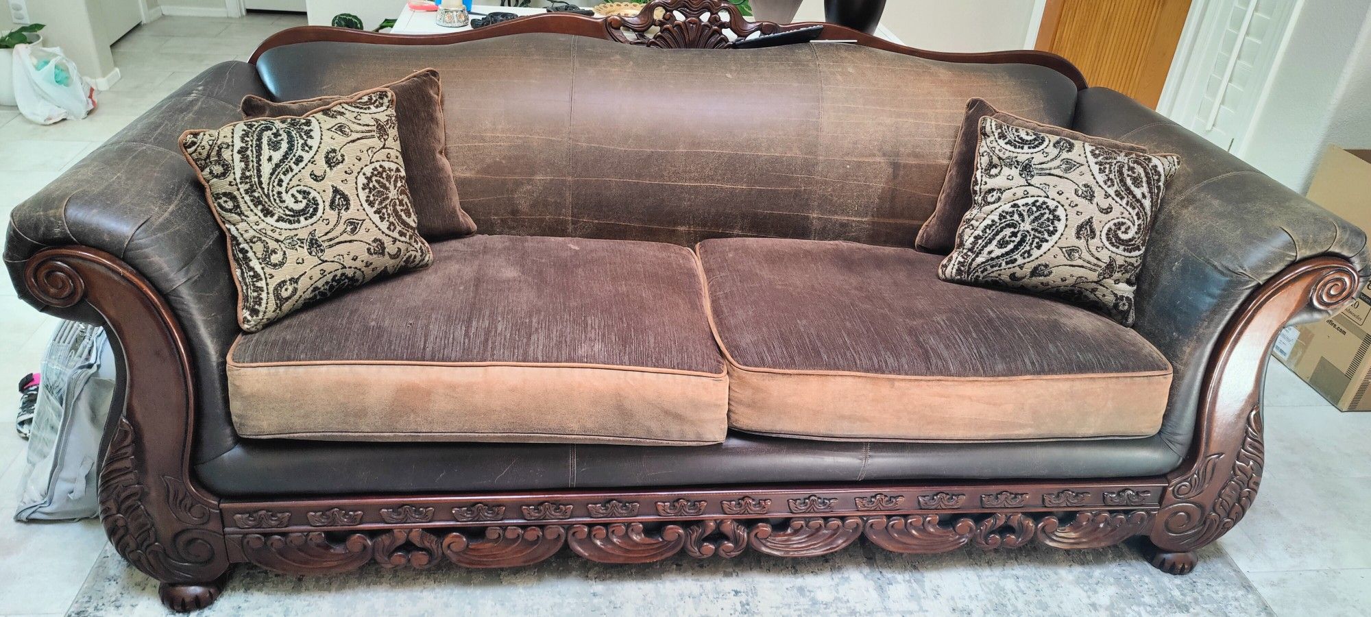 Brown Leather Sofa And Loveseat