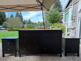 ikea hemnes 8 drawer dresser & 2 ikea hemnes matching nightstands
