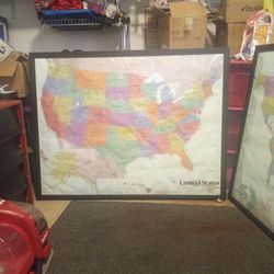 The United States Roadmaster Wall Map Series Approximately 2 Ft By 4 Ft Long $60 Both For $100 With The World Map And Nice Black Frame As Well