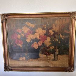 Vintage Moody Lilograph Floral Picture Artwork