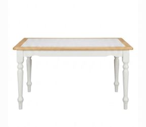 White Tiled Top Wooden Dinning table with 2 Wooden Chairs