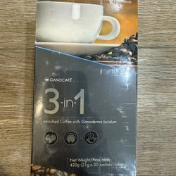 Boxes GanoCafé 3-in-1 Gourmet Coffee is a Nutritious Health Beverage that is Made from Ganoderma Lucidum Extract, non-dairy creamer and pure sugar can