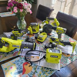 Ryobi New ONE+ 18V Cordless 8-Tool Combo Kit with (3) 1.5 Ah Batteries and Charger.