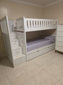 wooden bunk bed