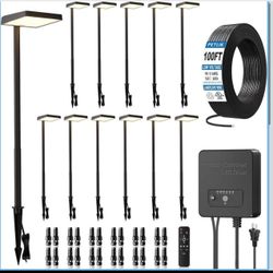 Petlik 12-Pack LED Landscape Path Lights with 96W Transformer and 100ft Wire