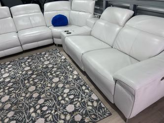 SECTIONAL GENUINE LEATHER RECLINER ELECTRIC WHITE COLOR ✅💥🚛DELIVERY SERVICE AVAILABLE ✅💥🚛