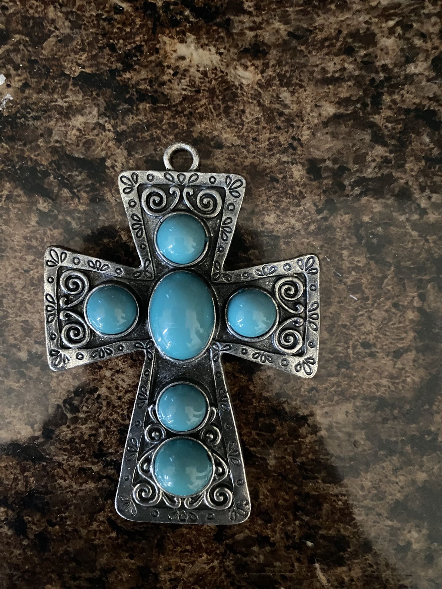 Turquoise & Sterling Silver Cross Pendant