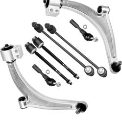 Front Suspension Kit Lower Control Arms Stabilizer Sway Bar Links Outer Inner Tie Rod Ends Fit 2004-2012 For Chevy For Malibu 2005-2010 Fo