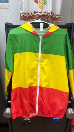 Rasta Color Block Zip-Up Hoodie Jacket
