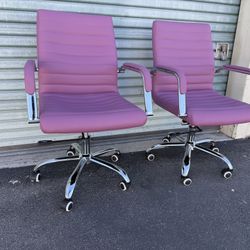2 Office Chairs with Arms 360°, faux Leather Office Executive Chair, Rocking and swivel.Vanity chair.
