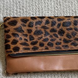  Leather /Animal Print Clutch 