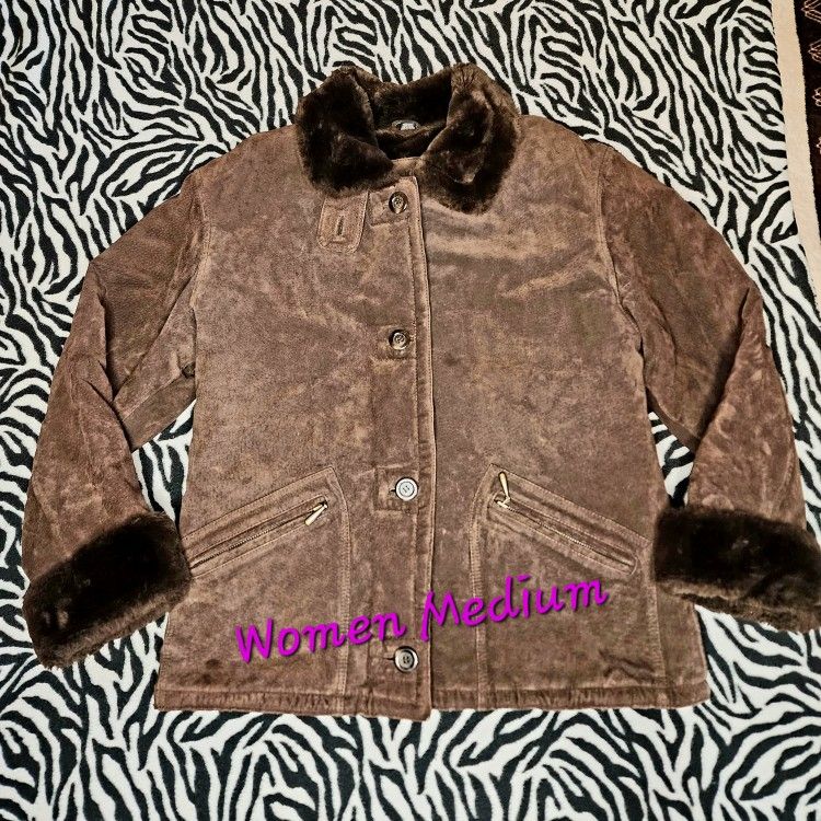 Vintage ST JOHNS BAY Suede Jacket Leather Women Medium