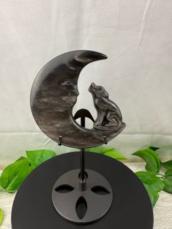 Crystal Obsidian Wolf on Moon