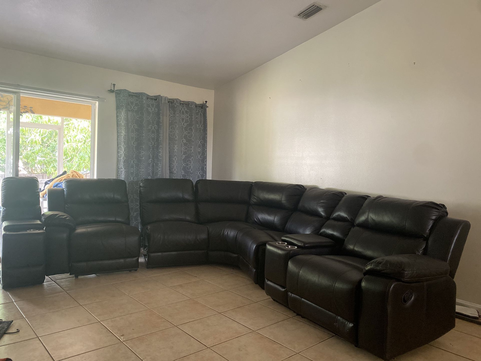 Leather Black Sectional Couch