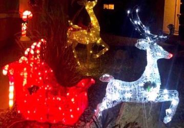 4feet Reindeer Rudolph’s Sleigh Light Up Christmas Decoration Lights Decor Christmas
