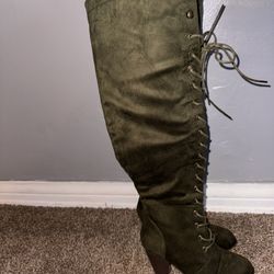 Olive Thigh High Boots Size 5.5