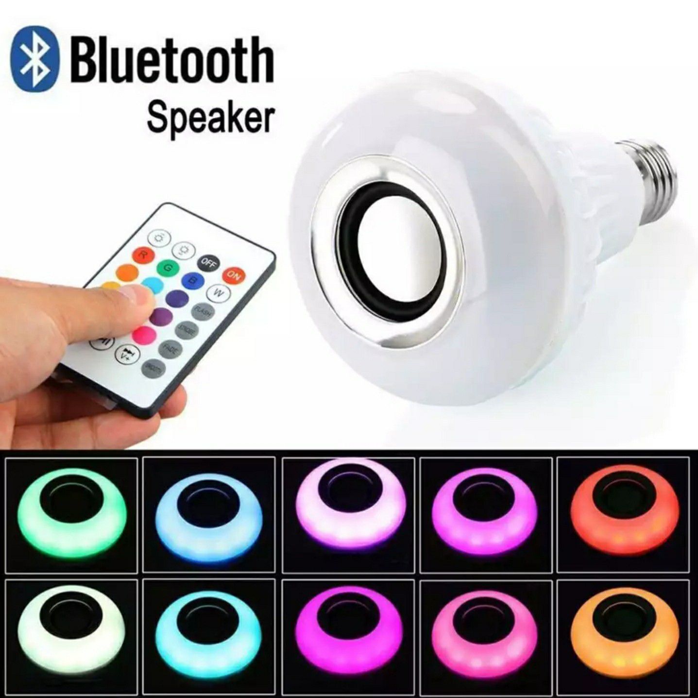 Led Bluetooth speaker bulb with remote. Changes colors while playing music.