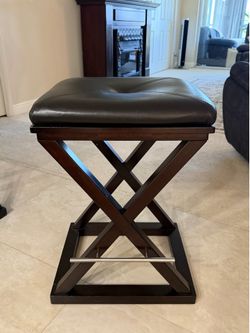 Z Gallerie tuff brown leather espresso bar stool’s (3)