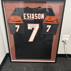 Framed Boomer Esiason Autographed Jersey. Professionally Framed