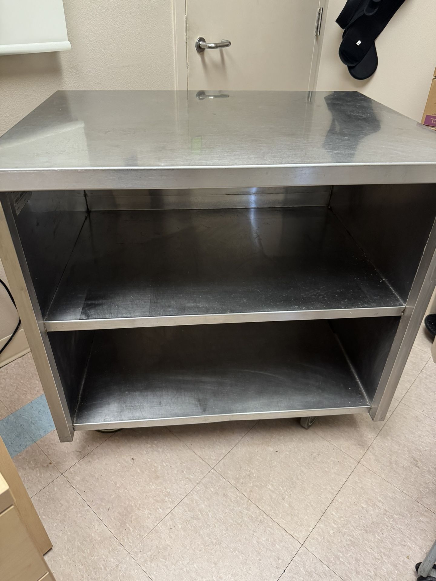 Stainless Prep Table On Wheels W/ Shelving