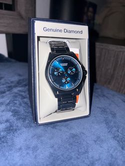 Real silver watch with blue dial