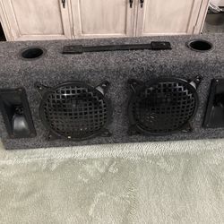Speaker box holds 26 inch speakers