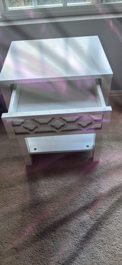 White End Table with Drawer and Shelf