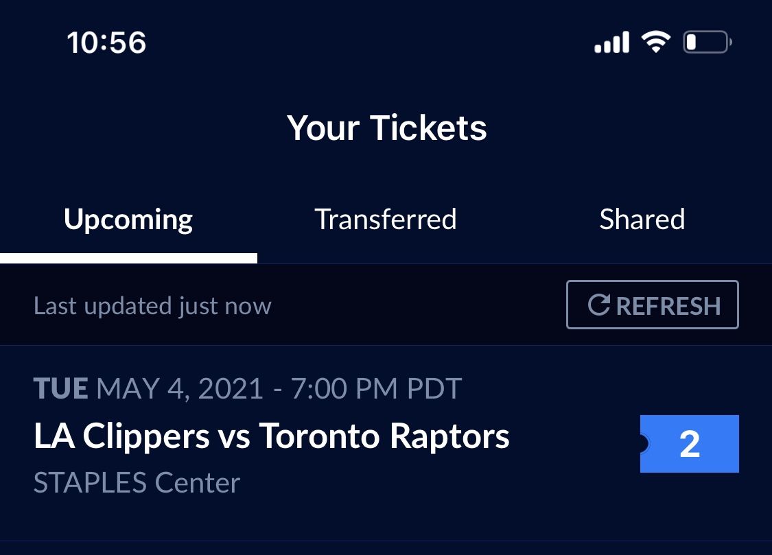 2 Clippers Tickets VS Raptors FLOOR 115 Row 3 Seats 2&3
