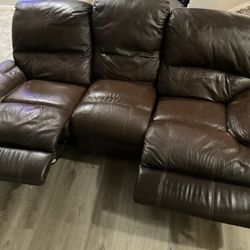Electric Brown Leather Sofa 