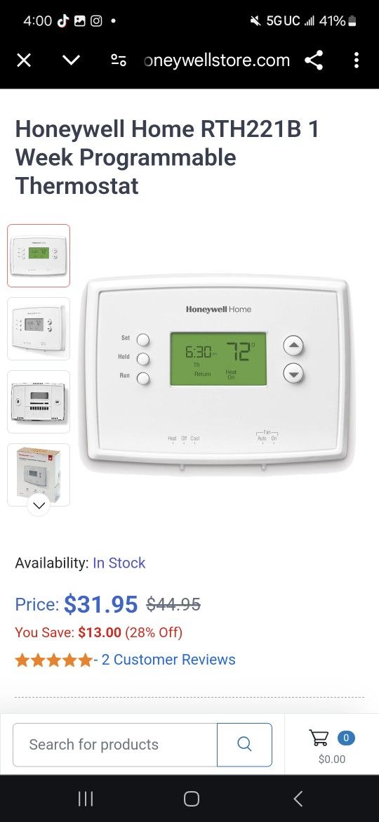 Honeywell Home RTH221B Programmable Thermostat