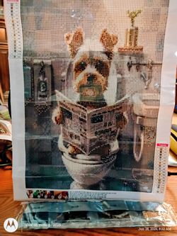 Yorkie on toilet diamond painting complete kit