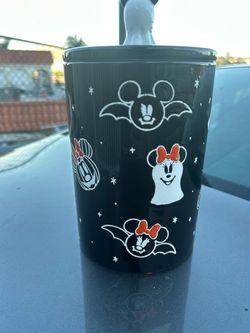 Disney Mickey & Minnie Halloween Ghost and Bat Ceramic Tumbler / Canister