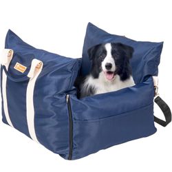 NEW — Hawsaiy Durable Dog Car Seat Pet Booster with 2 Adjustable Dog Leashes, Back Protection with Safety Belt, Dog Bed Pet Car Seat with Carrier Hand
