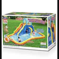 New In Box New in box The Aquatic Adventure™ Mega Water Park is the ideal backyard play experience. This y water park features a safe and sturdy water
