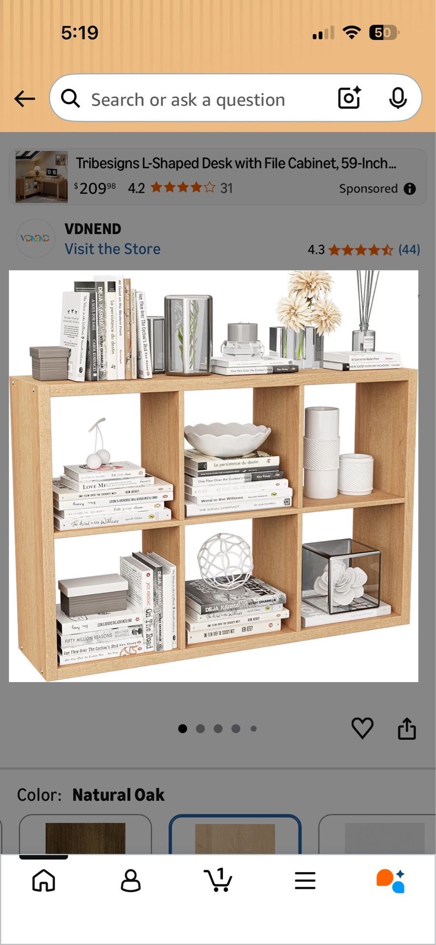 VDNEND 6 Cube Storage Organizer Bookcase