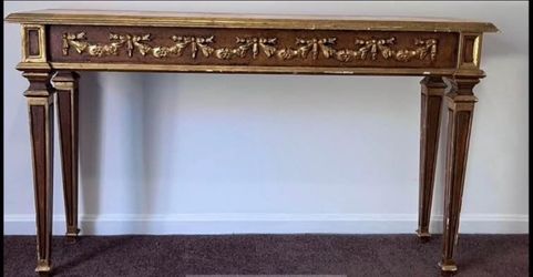 Vintage Table with Carved Wood Base