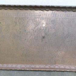 Vintage Solid Copper Engraved Egyptian Style Table Top